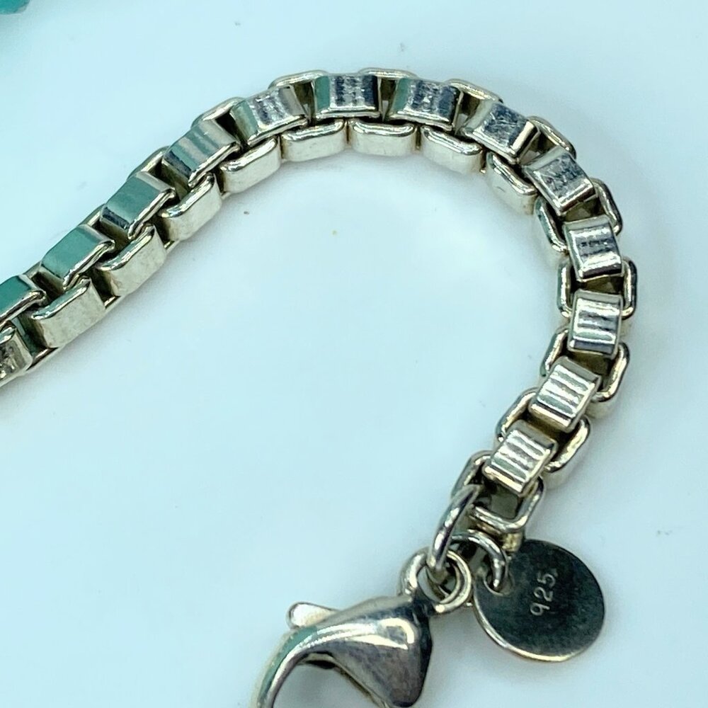 Tiffany & Co. Sterling Silver Venetian Box Chain Link Bracelet - Pouch JR704 - Picture 4 of 8